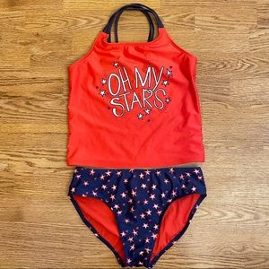 XL Girls' Oh My Stars Tankini Set Cat & Jack Patriotic Red White & Blue swimsuit
